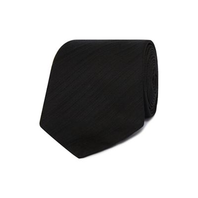 Designer black fine striped silk tie